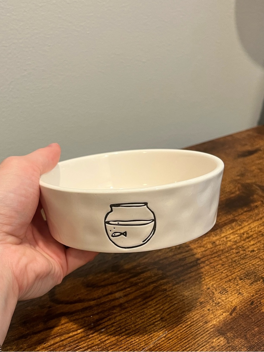 Rae Dunn Ceramic Fish Cat Food Bowl